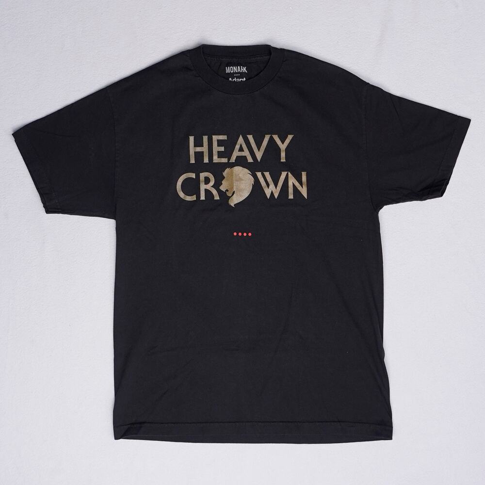 Adapt x Monark Heavy Crown Tee Mens L Black Gold Lion Karmaloop Elite NWOT